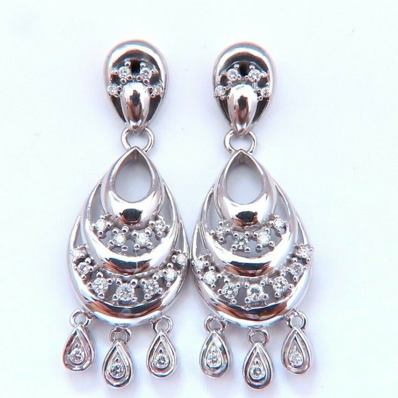.60 carat natural diamond semi crescent dangle earrings 14kt